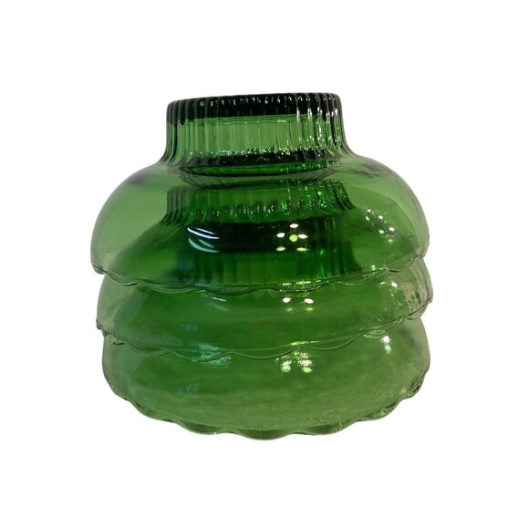 VTG EO Brody M2000 Scallop Edge Emerald Green Glass Ribbed Base Bulb Bowl 6.75" - Picture 11 of 11